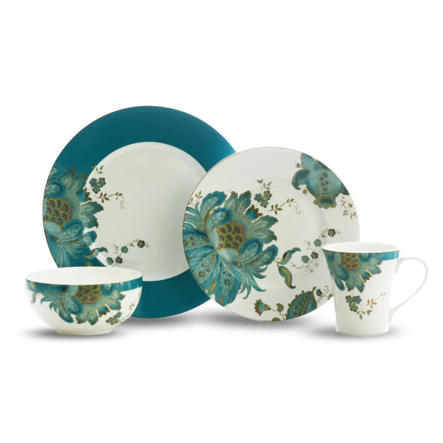 222 Fifth Eliza 16-Piece Porcelain Dinnerware Set, Blue, Dishwasher Safe