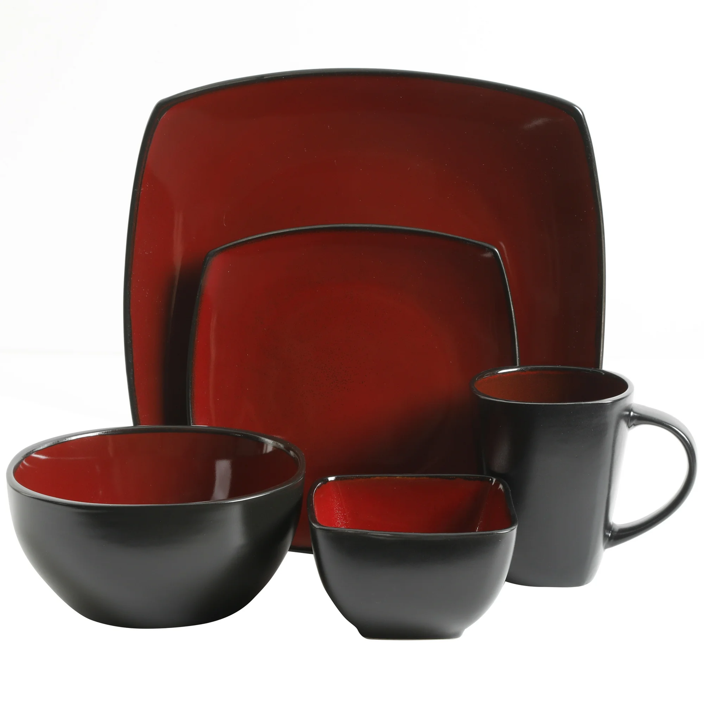 Gibson Soho Lounge Square 40-Piece Dinnerware Set - Red